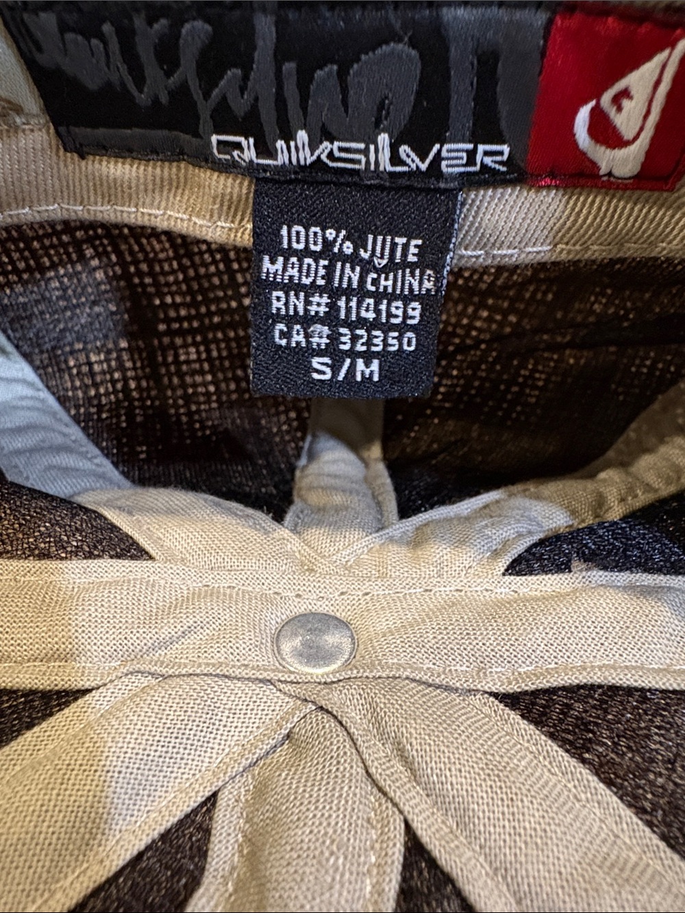 Quiksilver 100% Jute Newsboy Cabbie Hat Tan Woven Cap Size S/M - Picture 9 of 10